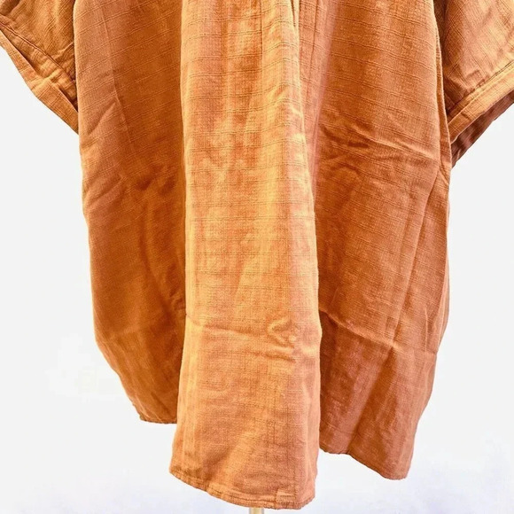 NWT SONOMA Women Short Sleeve Pullover Button Down Cotton Brown Shirt Size 4X - Picture 7 of 12